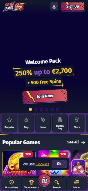 Spinlander App Interface