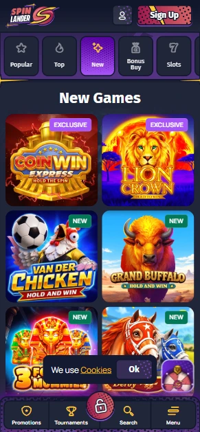 Spinlander App Interface