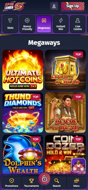 Spinlander App Interface