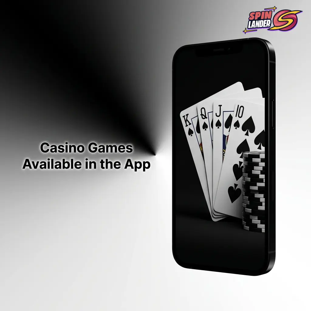 Spinlander mobile app casino games including slots, live blackjack, roulette, baccarat, crash games, and live game shows