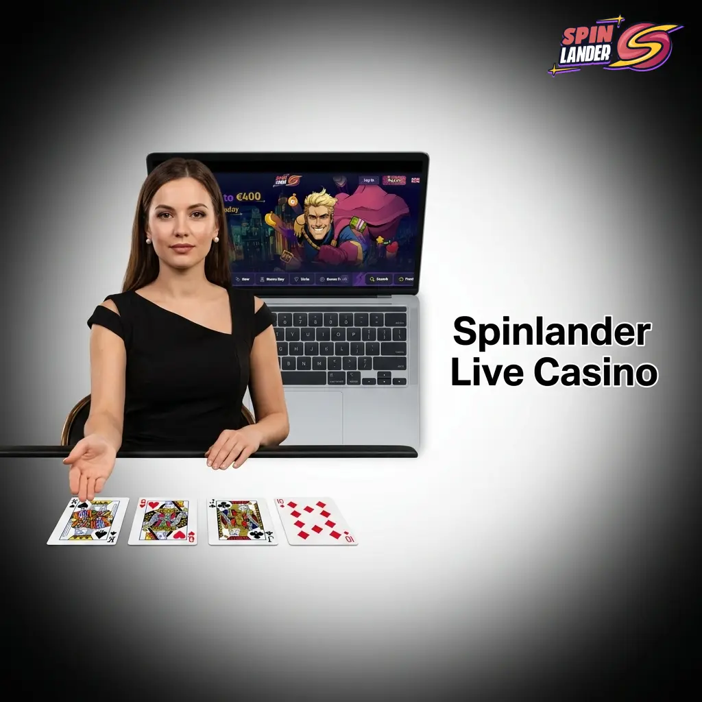 Professional live casino dealers broadcasting in HD at Spinlander with roulette, blackjack, baccarat, and game shows