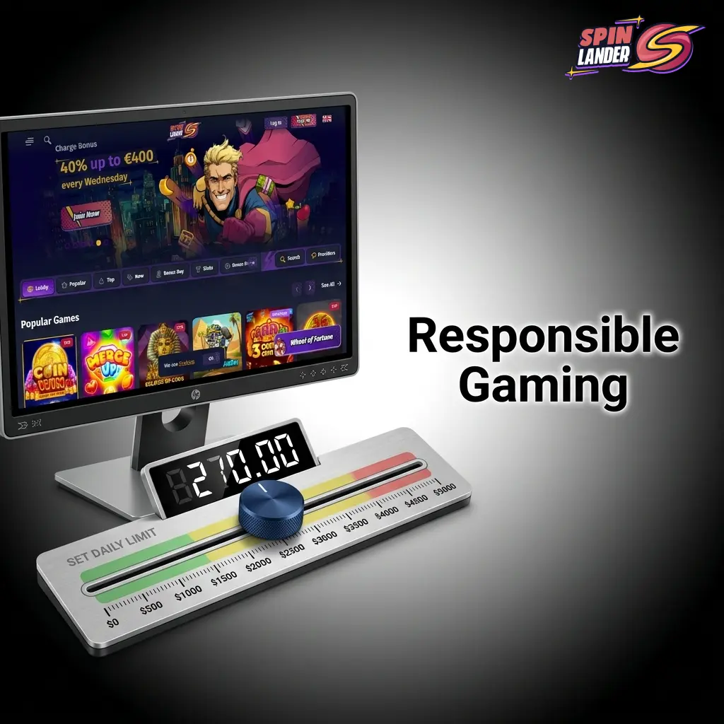 Spinlander responsible gaming tools for Canadian players including deposit limits, self-exclusion, and problem gambling support resources