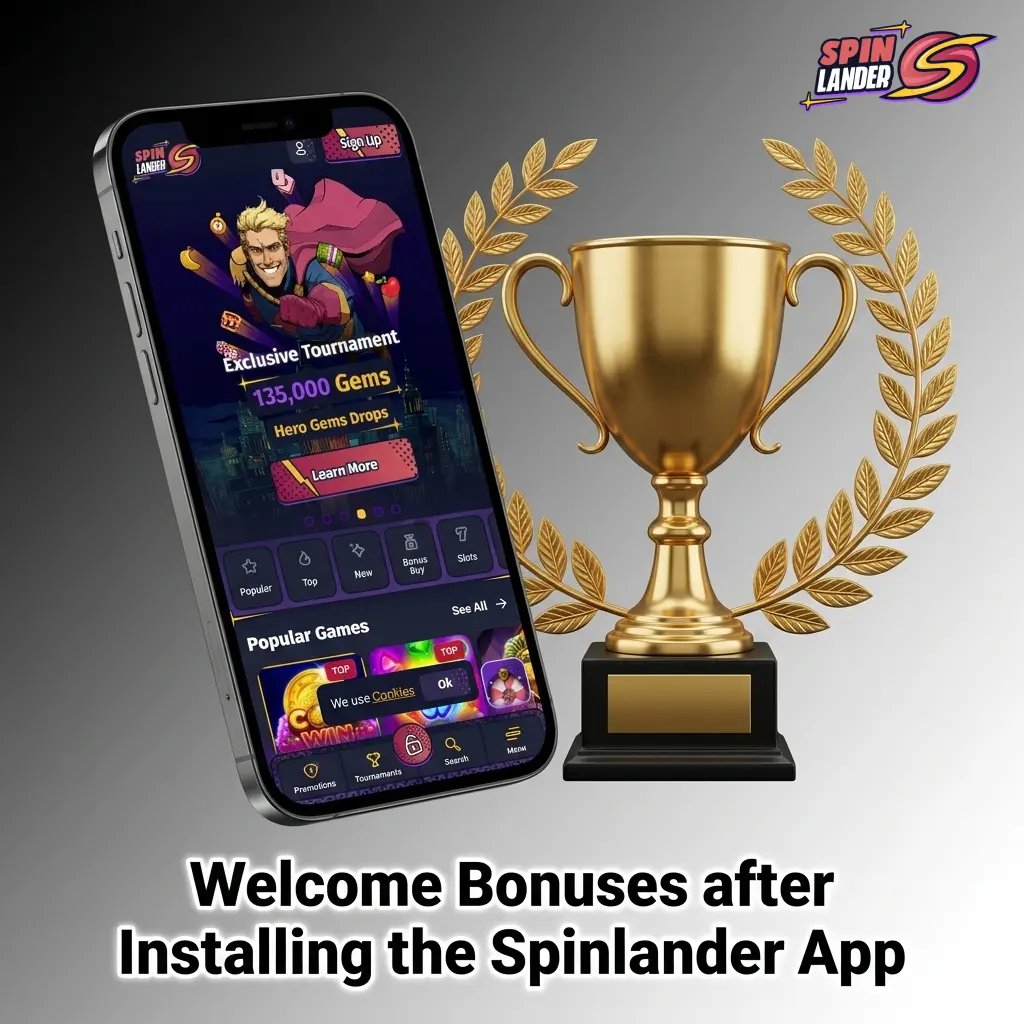 Spinlander app welcome bonus for Canadian players: 100% match up to €700, 100 free spins, and 5 gems on signup